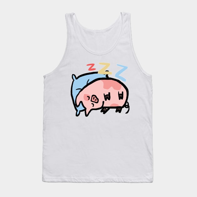 Cute Cartoon Piggy Sleepy Tank Top by Porkzby